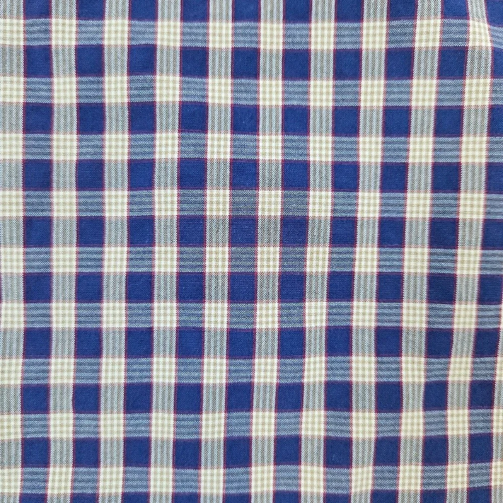 J Crew Secret Wash Shirting Size‎ L Slim Fit Blue & Beige Checks Organic Cotton
